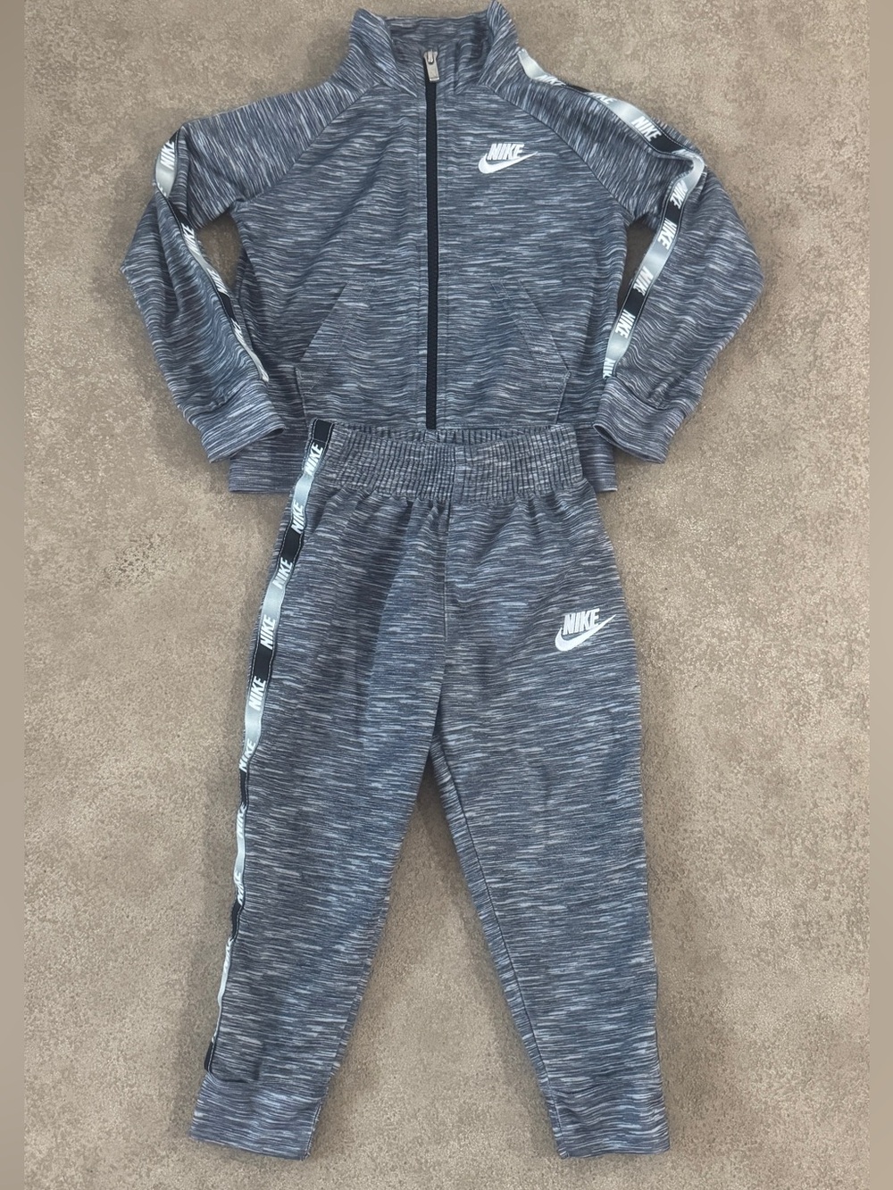 Nike Toddler 2T Gray Marled Track Suit Set Jacket Jogger Pants Logo Tape
